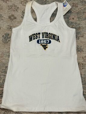 West Virginia 1867 White Racerback BRA Tank Top U-trau Collegate licensed NWT L